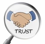 Trust Magnifier Means Believe In And Belief Stock Photo