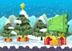 Cartoon  Snow Landscape With Separated Layers For Game And Animation Stock Photo