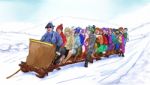 Group Sledding Stock Photo