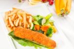 Fresh Chicken Breast Roll And Vegetables Stock Photo