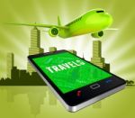 Travels Online Represents Web Site And Aircraft 3d Rendering Stock Photo