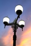 Antique Lamps On Twilight Sky Background Stock Photo