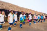 Karen Tribal Girls From Padaung Long Neck Hill Tribe Village Stock Photo