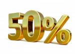 3d Gold 50 Percent Sign Stock Photo