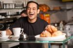 Happy Staff At Restaurant Stock Photo