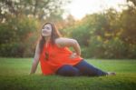 Happy Woman Posing Outdoor Stock Photo