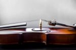 The Violin On The Table Stock Photo