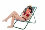 Bikini Lady Hiding Her Face With A Book Stock Photo