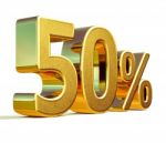 3d Gold 50 Fifty Percent Sign Stock Photo