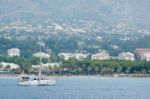 Marbella, Andalucia/spain - July 6 : Yacht Approaching The Harbo Stock Photo