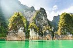 Travel Island And Green Lake ( Guilin Of Thailand ) Stock Photo