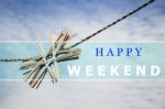 Happy Weekend Quote Design Poster Stock Photo