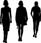 Fashion Silhouette Girls standing Stock Photo