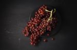 Purple Grapes Still Life On Black Background Stock Photo