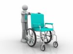 Man Holding A Wheelchair Stock Photo