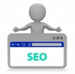 Seo Webpage Means Search Engine 3d Rendering Stock Photo