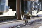 Beautiful Background With The Moving Train And The Railway Stock Photo