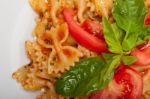 Italian Pasta Farfalle Butterfly Bow-tie And Tomato Sauce Stock Photo