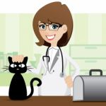 Cartoon Cute Veterinarian And Cat Stock Photo