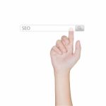 Finger Click On Search Toolbar Browser Isolated White Background Stock Photo