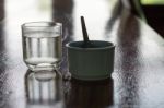 Glass Of Water And Coffee Stock Photo