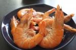 Thai Cuisine , Steamed Prawns Stock Photo