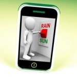 Sun Rain Switch Shows Weather Forecast Sunny Or Raining Stock Photo