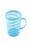 Blue Spiral Plastic Cup On White Background Stock Photo