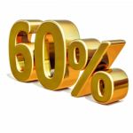 3d Gold 60 Sixty Percent Discount Sign Stock Photo