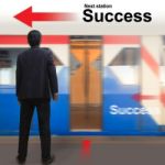 Businessman On The Sky Train Station Stock Photo