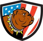 Bulldog Head Usa Flag Crest Cartoon Stock Photo