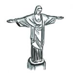 Sketchy Christ Redeemer Stock Photo