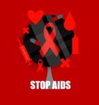 Aids Awareness Red Ribbon. World Aids Day Stock Photo