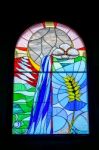 Stained Glass Window Church Of The Holy Sprit In Los Gigantes Te Stock Photo