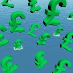 Pounds Falling In Sea Stock Photo