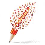 Creative Pencil Broken Streaming With Text October Illustration Stock Photo