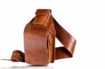 Leather Bag On White Background Stock Photo