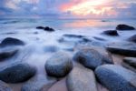 Seascape With Rock Stock Photo