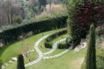 View Of A Garden From Citta Alta Bergamo Stock Photo