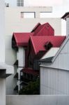 Pretty Building With Red Roof Stock Photo