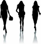 Fashion Girls Silhouettes Stock Photo