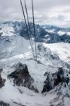 View From Sass Pordoi In The Upper Part Of Val Di Fassa Stock Photo