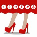 Infografics Woman: High Heels And Our Disease. Illustration Stock Photo