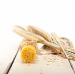 Organic Raw Italian Pasta And Durum Wheat Stock Photo