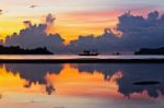 Sunrise At Hat Sai Ri Beach In Chumphon Stock Photo