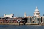 Millennium Bridge And St Pauls Cathedral Stock Photo