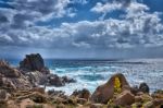 Waves Pounding The Coastline At Capo Testa Sardinia Stock Photo