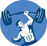 Strongman Lifting Barbell One Hand Stencil Stock Photo