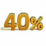 3d Gold 40 Forty Percent Discount Sign Stock Photo