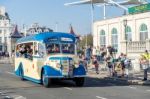 Old Bus Approaching The Finish Line Of The London To Brighton Ve Stock Photo